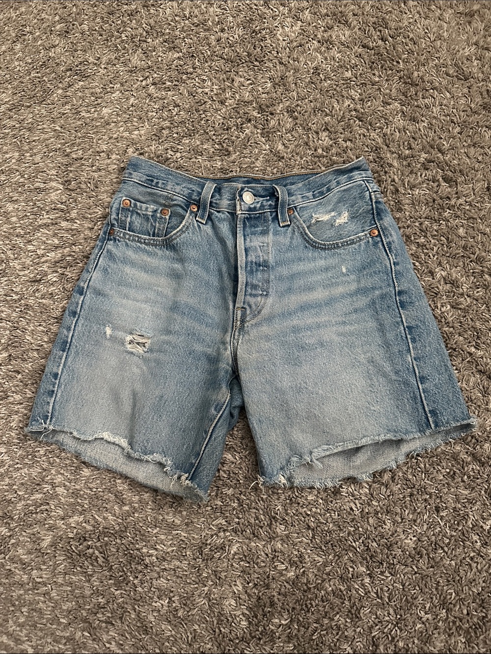 Levi's Medium Blue Denim High-Rise Cutoff Shorts